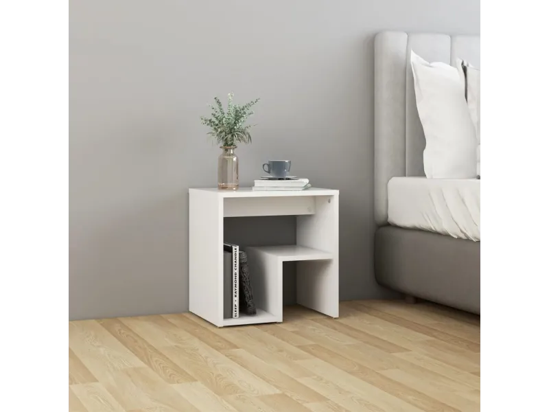 Tables de chevet 2 pcs Blanc 40x30x40 cm Aggloméré