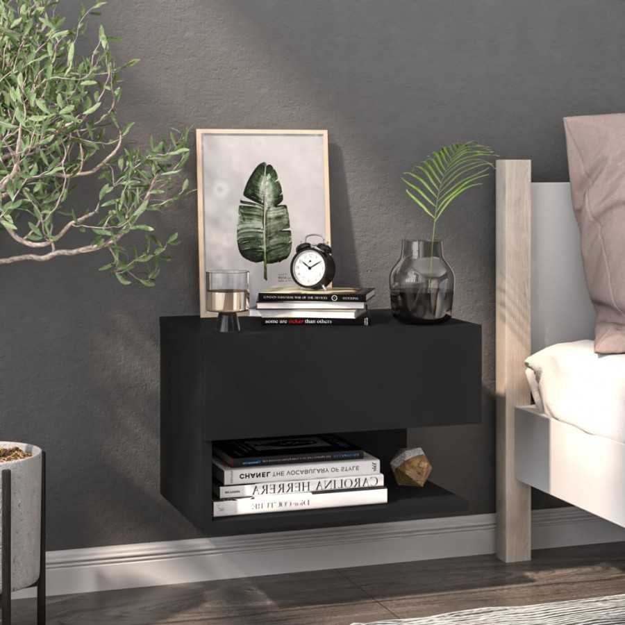 Tables de chevet murales 2 pcs Noir