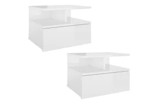 Tables de chevet 2 pcs Blanc brillant 40x31x27 cm Aggloméré 2