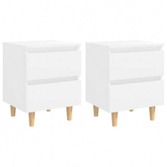 Tables de chevet avec pieds en pin 2 pcs Blanc 40x35x50 cm