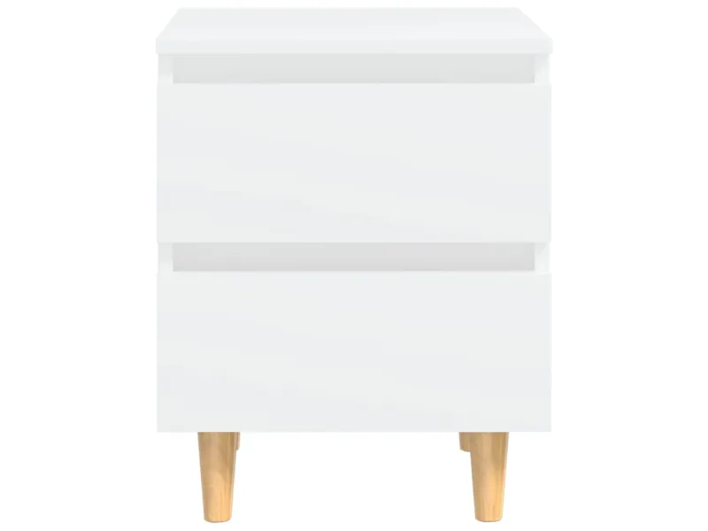 Tables de chevet avec pieds en pin 2 pcs Blanc 40x35x50 cm