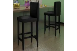 Tabourets de bar lot de 2 noir similicuir 2