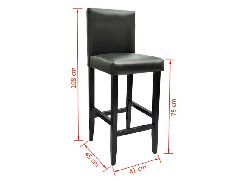 Tabourets de bar lot de 2 noir similicuir