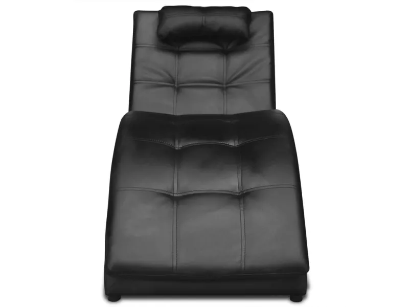 Chaise longue avec oreiller Noir Similicuir