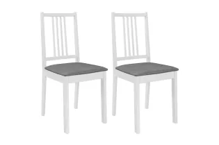Chaises à manger avec coussins lot de 2 blanc bois solide