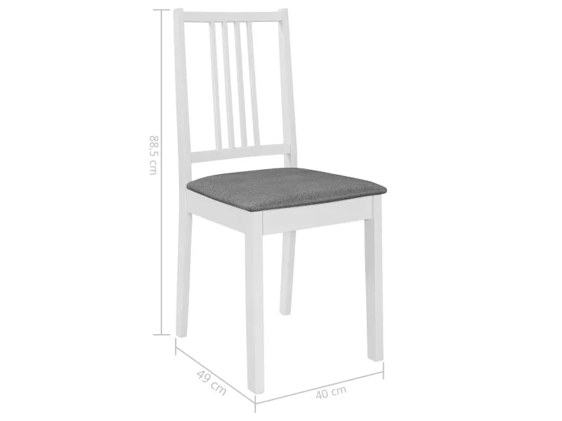 Chaises à manger avec coussins lot de 2 blanc bois solide