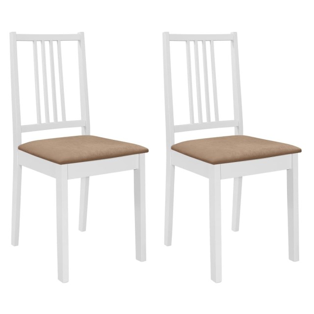 Chaises à manger avec coussins lot de 2 blanc bois solide