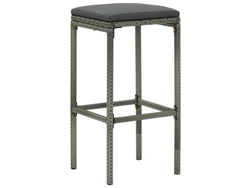 Tabourets de bar avec coussins lot de 2 gris résine tressée