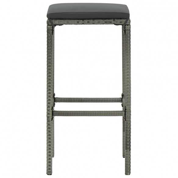 Tabourets de bar avec coussins lot de 2 gris résine tressée