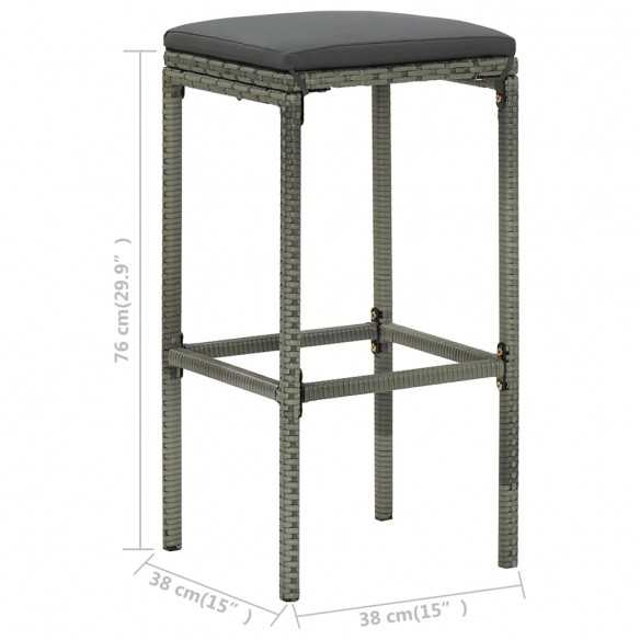 Tabourets de bar avec coussins lot de 2 gris résine tressée