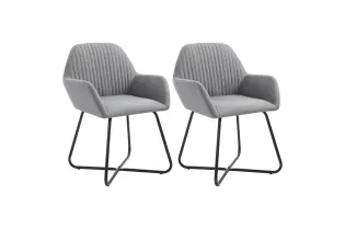 Chaises à manger lot de 2 gris clair tissu