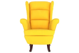 Fauteuil à bascule pieds en bois massif d'hévéa Jaune Velours 2