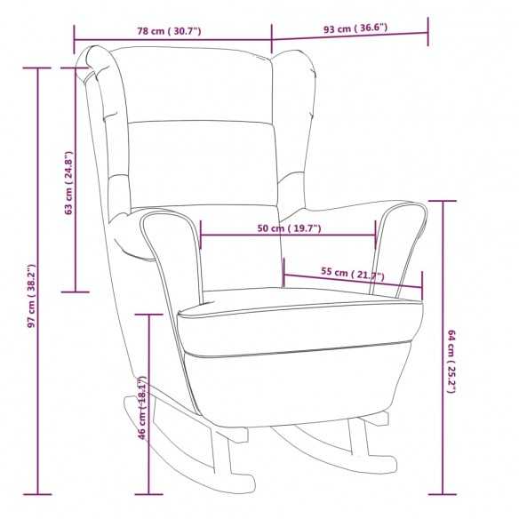 Fauteuil à bascule pieds en bois massif d'hévéa Jaune Velours