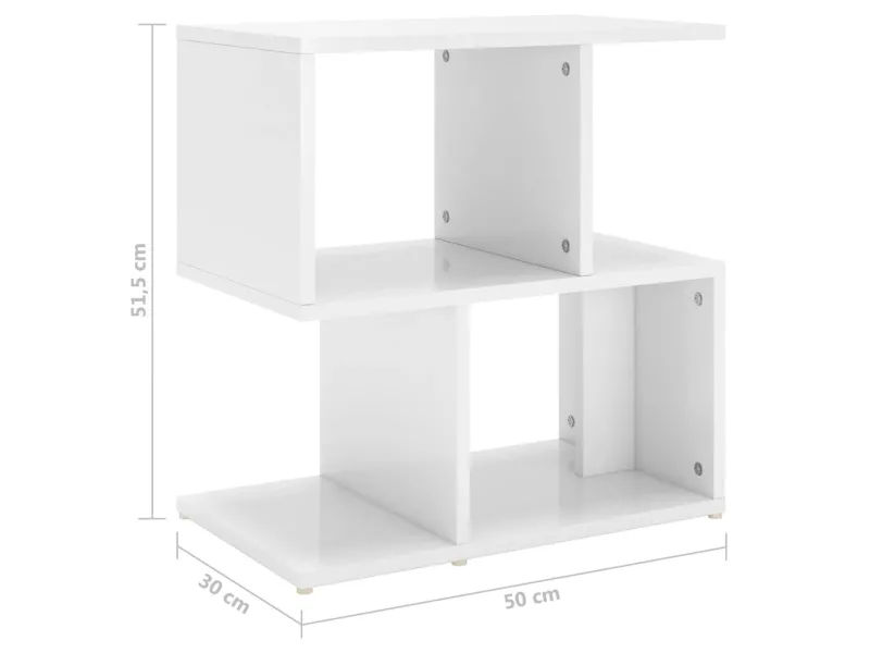 Table de chevet Blanc brillant 50x30x51,5 cm Aggloméré