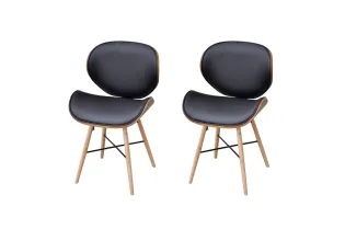 Chaises à manger lot de 2 similicuir et bois courbé
