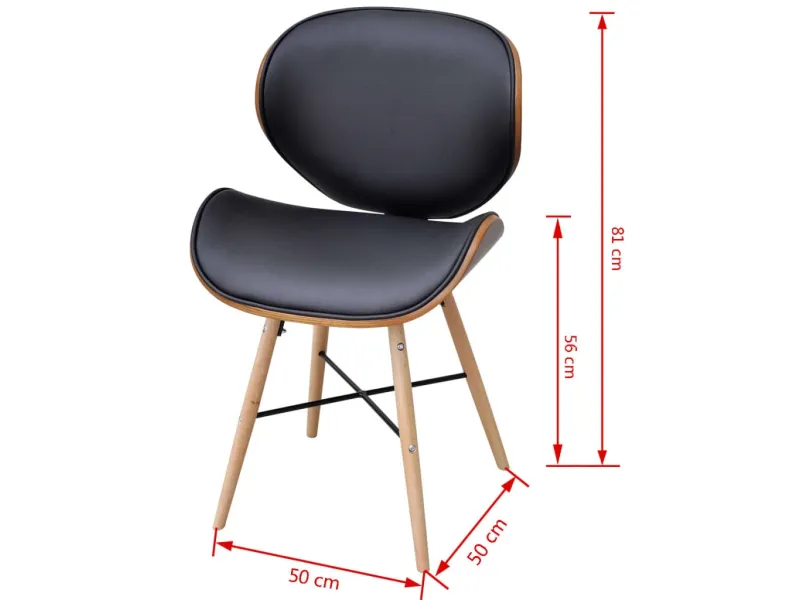 Chaises à manger lot de 2 similicuir et bois courbé