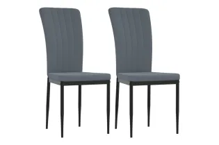 Chaises à manger lot de 2 Gris foncé Velours 2