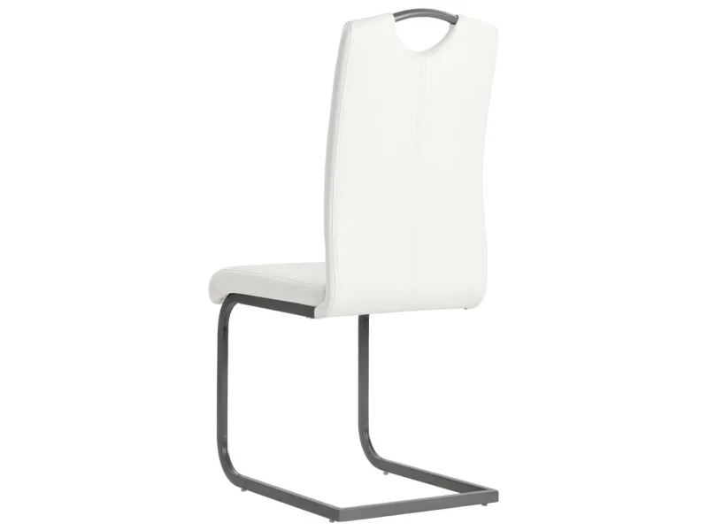 Chaises à manger cantilever lot de 2 blanc similicuir