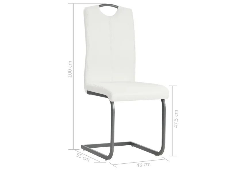 Chaises à manger cantilever lot de 2 blanc similicuir