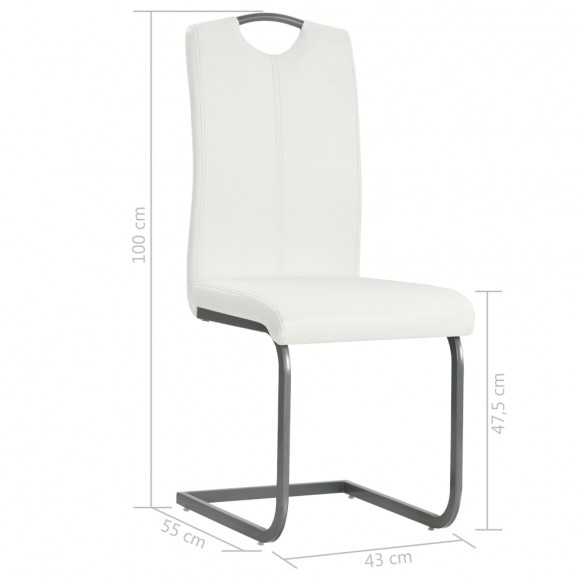 Chaises à manger cantilever lot de 2 blanc similicuir