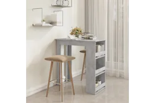 Table de bar à étagère de rangement Gris béton 102x50x103,5 cm
