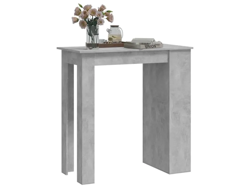 Table de bar à étagère de rangement Gris béton 102x50x103,5 cm