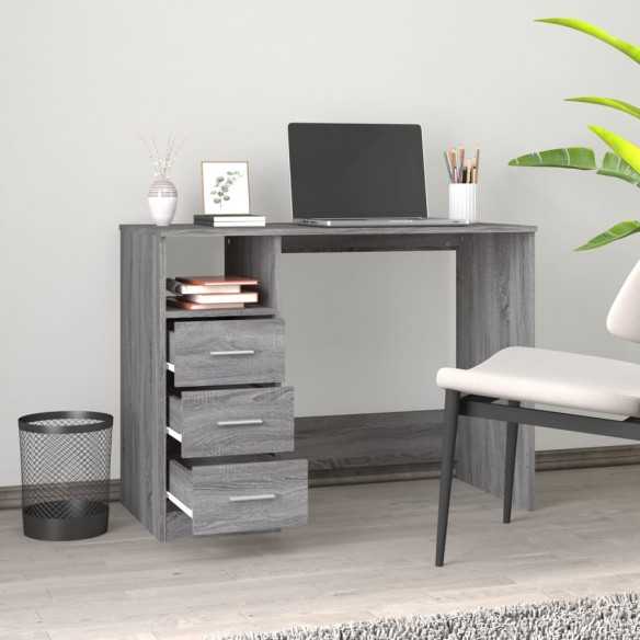 Bureau avec tiroirs Sonoma gris 102x50x76 cm 