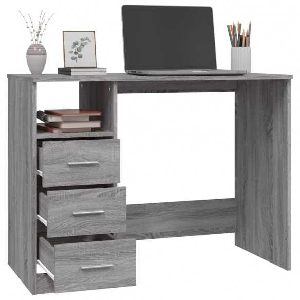 Bureau avec tiroirs Sonoma gris 102x50x76 cm 