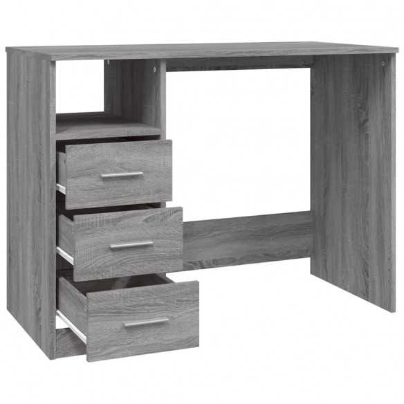 Bureau avec tiroirs Sonoma gris 102x50x76 cm 