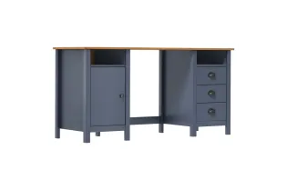 Bureau Hill Gris 150x50x74 cm Bois de pin solide