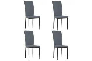 Chaises à manger lot de 4 Gris foncé Velours 2