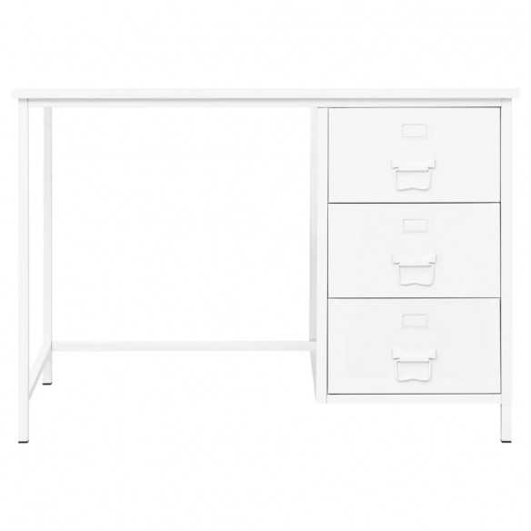 Bureau industriel avec tiroirs Blanc 105x52x75 cm Acier