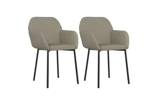 Chaises à manger lot de 2 Gris clair Velours 2