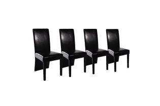 Chaises à manger lot de 4 noir similicuir 2