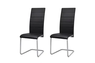 Chaises à manger cantilever lot de 2 noir similicuir