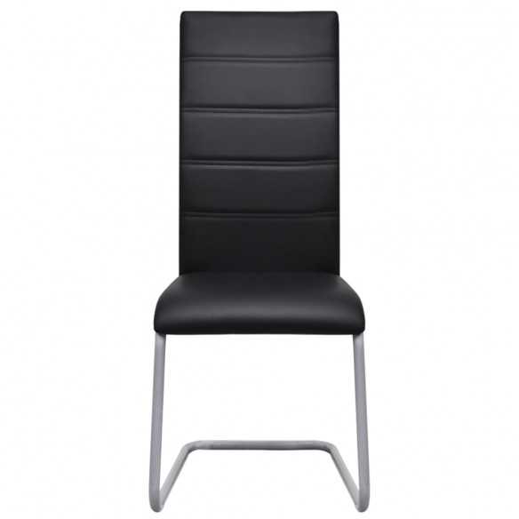 Chaises à manger cantilever lot de 2 noir similicuir