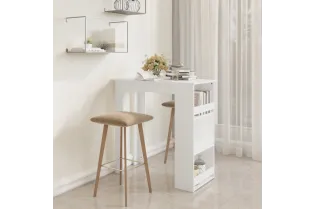 Table de bar avec rangement Blanc 102x50x103,5 cm Aggloméré