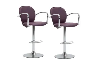 Tabourets de bar avec accoudoir lot de 2 violet similicuir 2