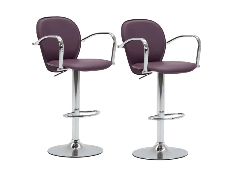 Tabourets de bar avec accoudoir lot de 2 violet similicuir