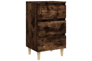 Table de chevet avec pieds en bois solide Chêne fumé 40x35x69cm 2
