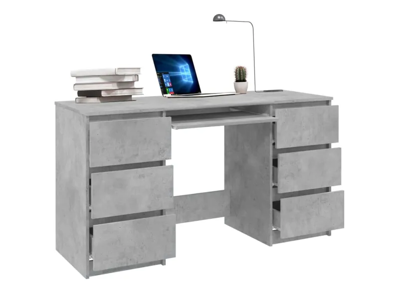 Bureau Gris béton 140x50x77 cm Aggloméré