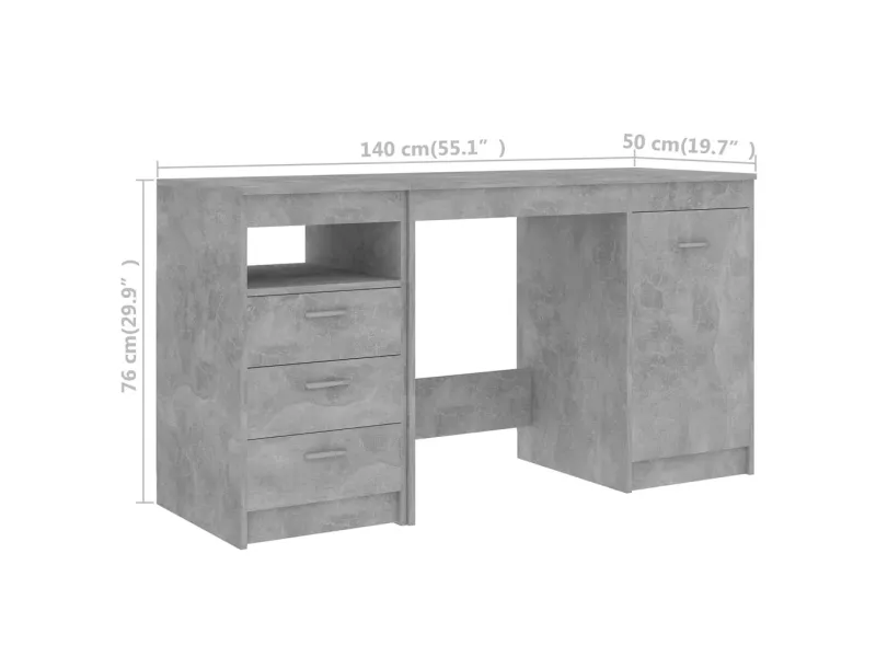 Bureau Gris béton 140x50x76 cm Aggloméré