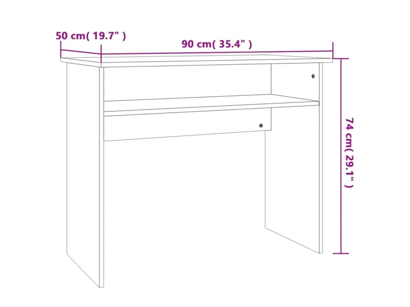 Bureau Gris béton 90x50x74 cm Aggloméré