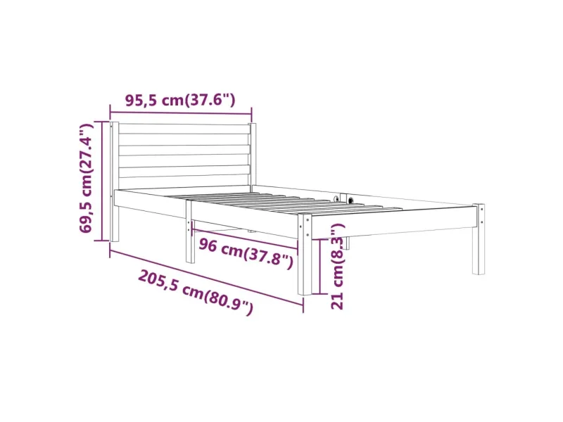 Lit Bois massif de pin 90x200 cm Blanc