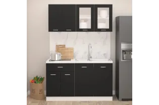 Ensemble de meubles de cuisine 4 pcs Noir Aggloméré