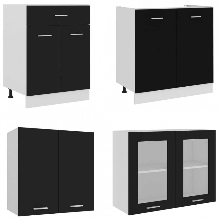 Ensemble de meubles de cuisine 4 pcs Noir Aggloméré