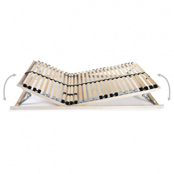 Sommiers à lattes 2 pcs avec 28 lattes 7 zones 90x200 cm