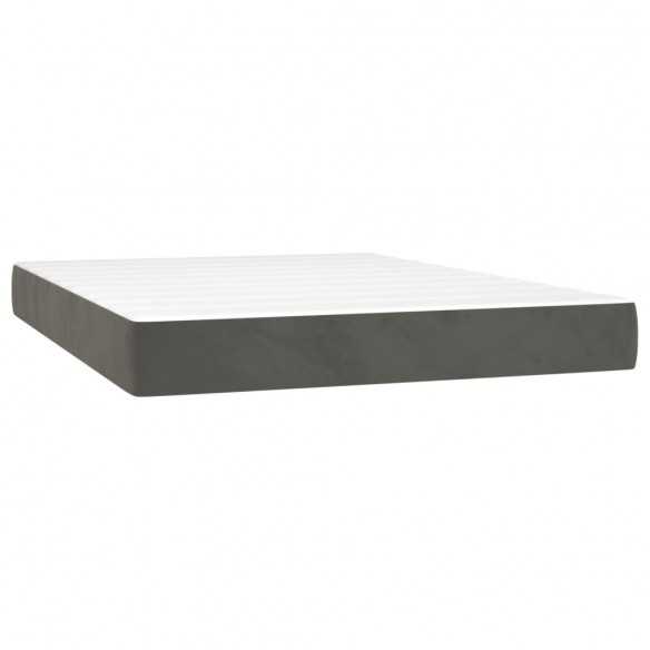 cadre de lit et matelas Gris foncé 140x200cm Velours
