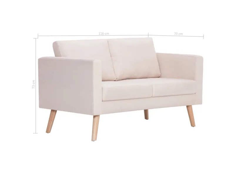 Canapé à 2 places Tissu Crème