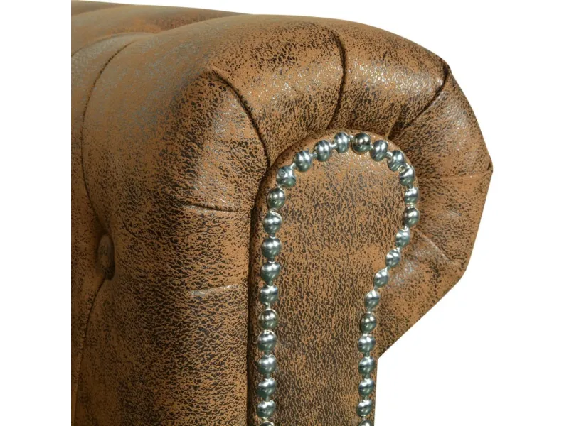 Canapé Chesterfield 3 places cuir artificiel marron